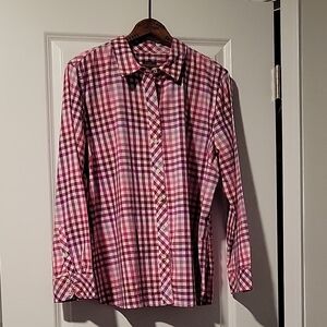 Talbots Purple and White Checkered Shirt